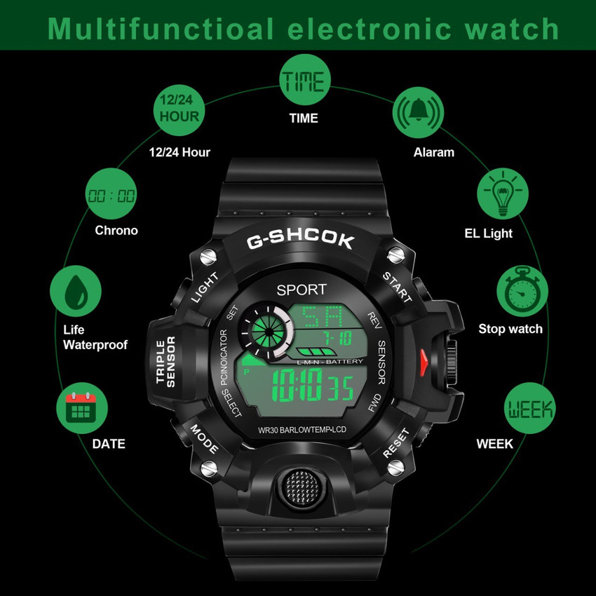 Black electronic hot sale watch