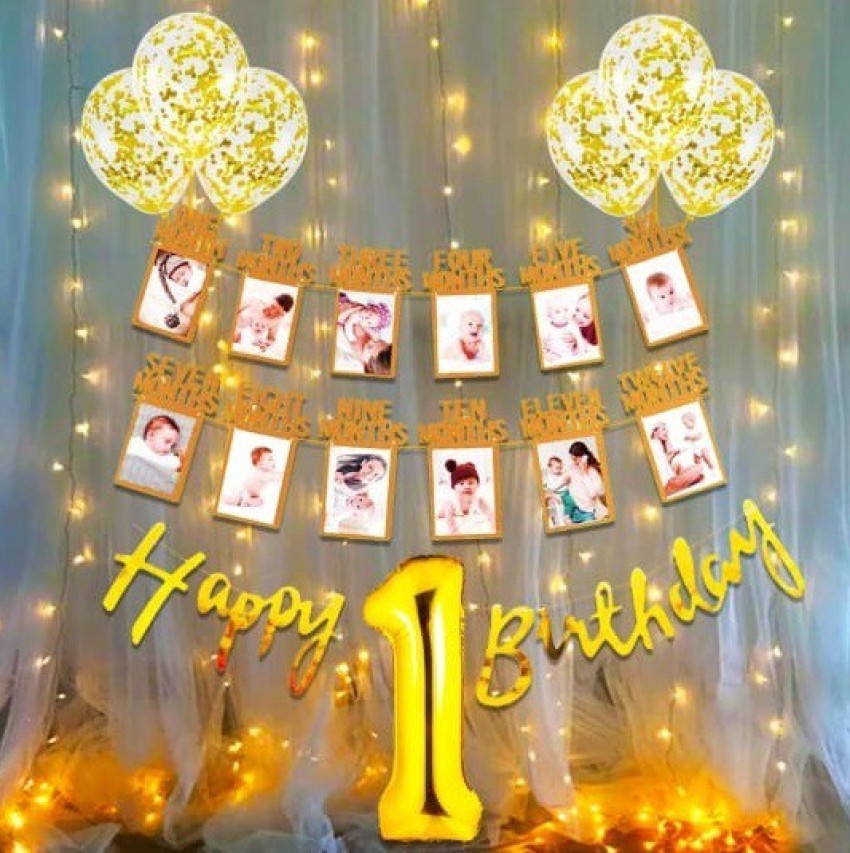 Gold Glitter 1st Birthday Décor Kit