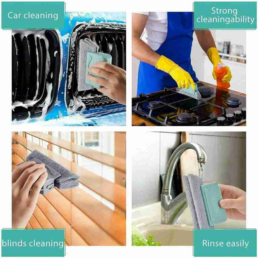 vetreo Sliding Window Slot Track Groove Dust Cleaner Remover Brush Tool  Sponge Wet and Dry Brush for All Corners Edges and Gaps (Pack of 1, Multi  Color) Window Groove Frame Cleaning Brush