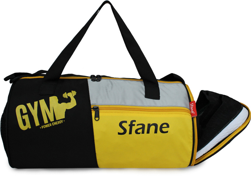 Sfane Men Women Yellow Sports Duffel Travel Gym Bag Gym Duffel Bag Black Yellow grey Price in India Flipkart