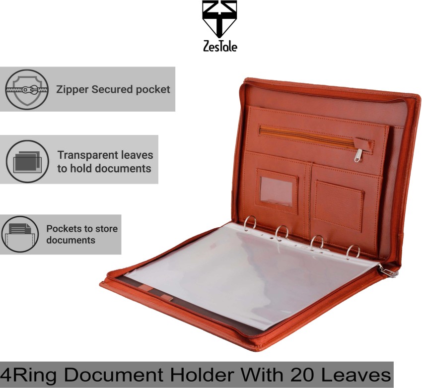 ZesTale Professional leatherette 4 Ring Document File  Folder/ Certificate Holder - 4 Ring Document File Folder/ Certificate Holder