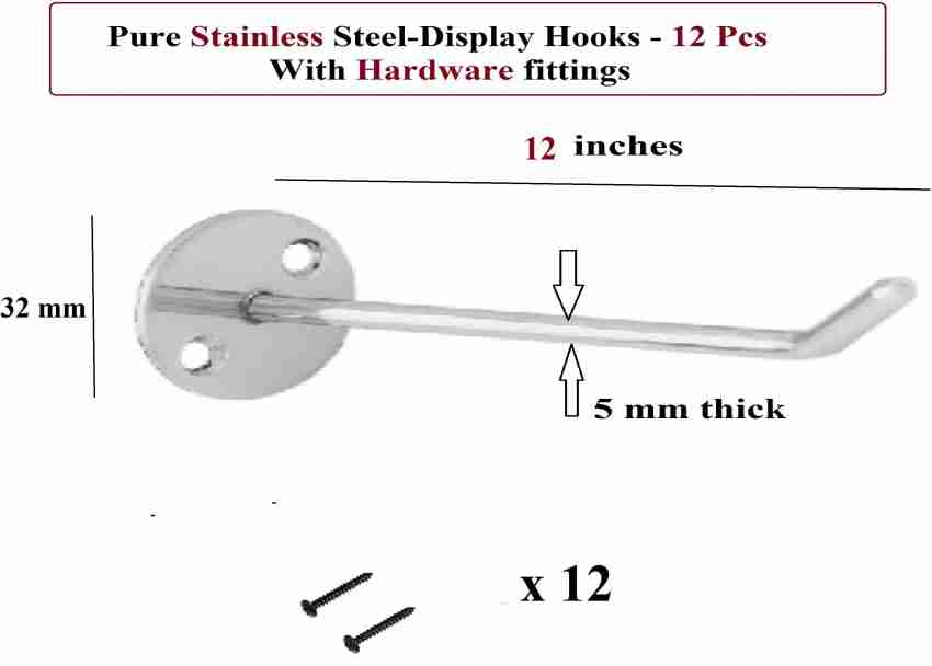 Q1 Beads 12 Inches Display Hook Made in 5 mm Pure SS Rod Display