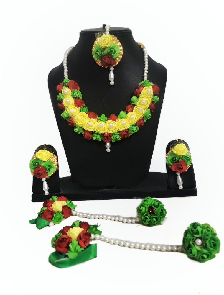 Haldi ceremony flower jewellery clearance online flipkart