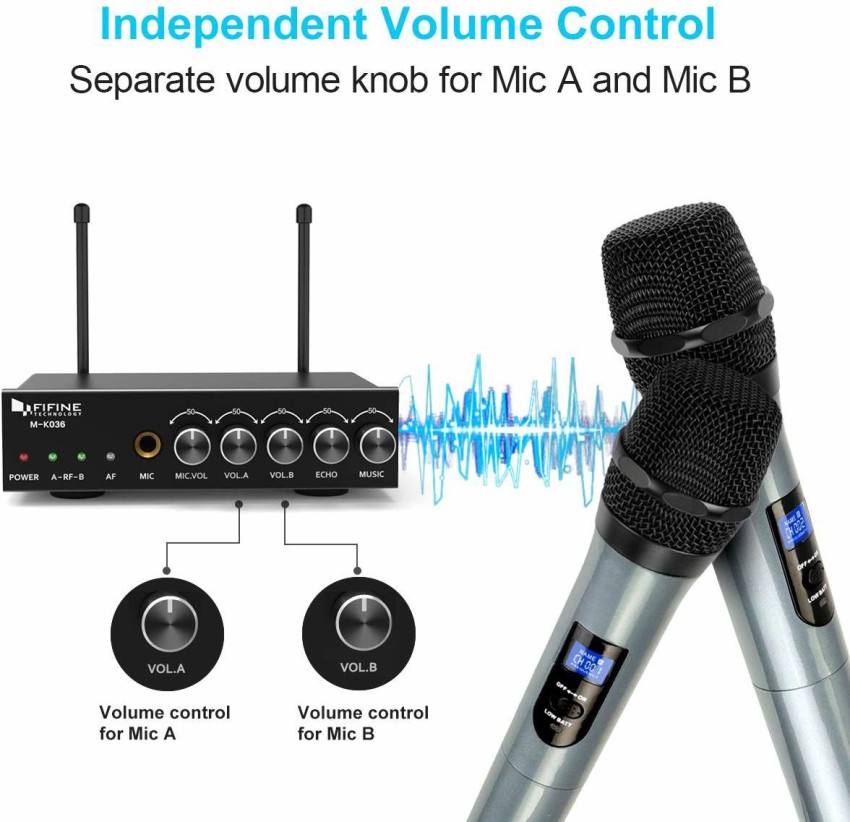 Fifine K036 UHF Dual Channel Wireless Handheld Microphones