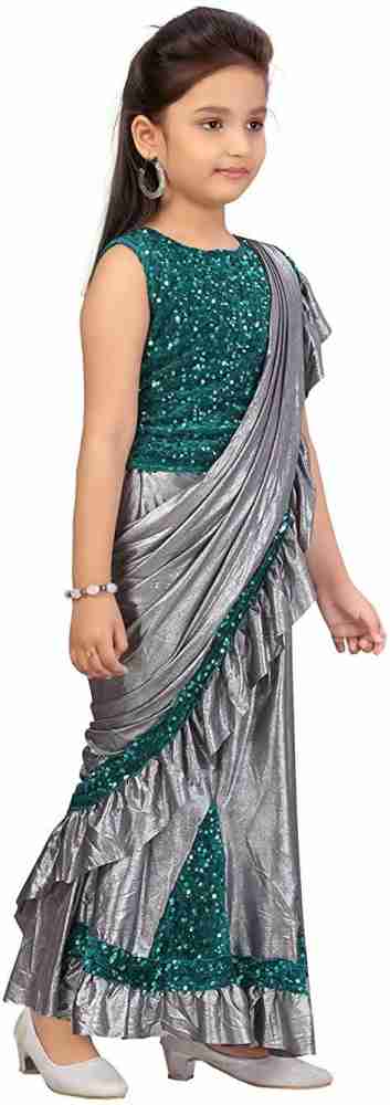 Buy TexStile Baby Girl Kid's Ready To Wear Saree With Sequence Blouse Piece  (Beige) Online at Best Prices in India - JioMart.