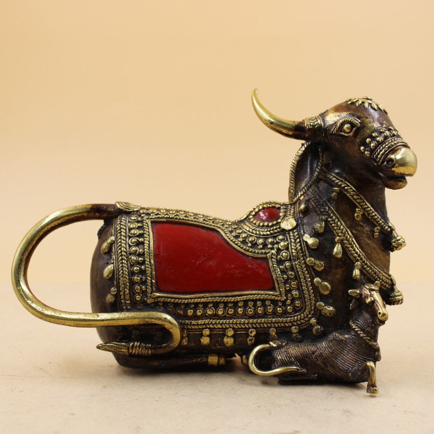 Five-Legged Holy Cow Brass Figurine Made with Dhokra Art (Multicolor, 14  inch) at Rs 8568/piece, Brass Nandi Sculpture in Raipur