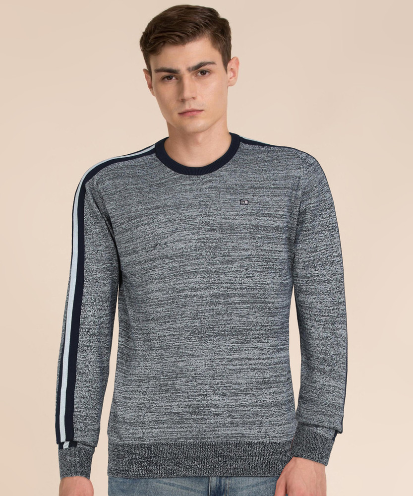 Arrow Sport Self Design Round Neck Casual Men Grey Sweater Buy