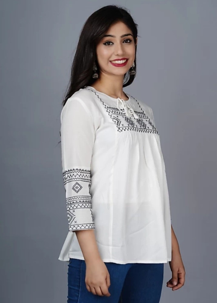 16-25 Casual Wear White Less Womens Girls Tops, Georgette at Rs 130/piece  in New Delhi