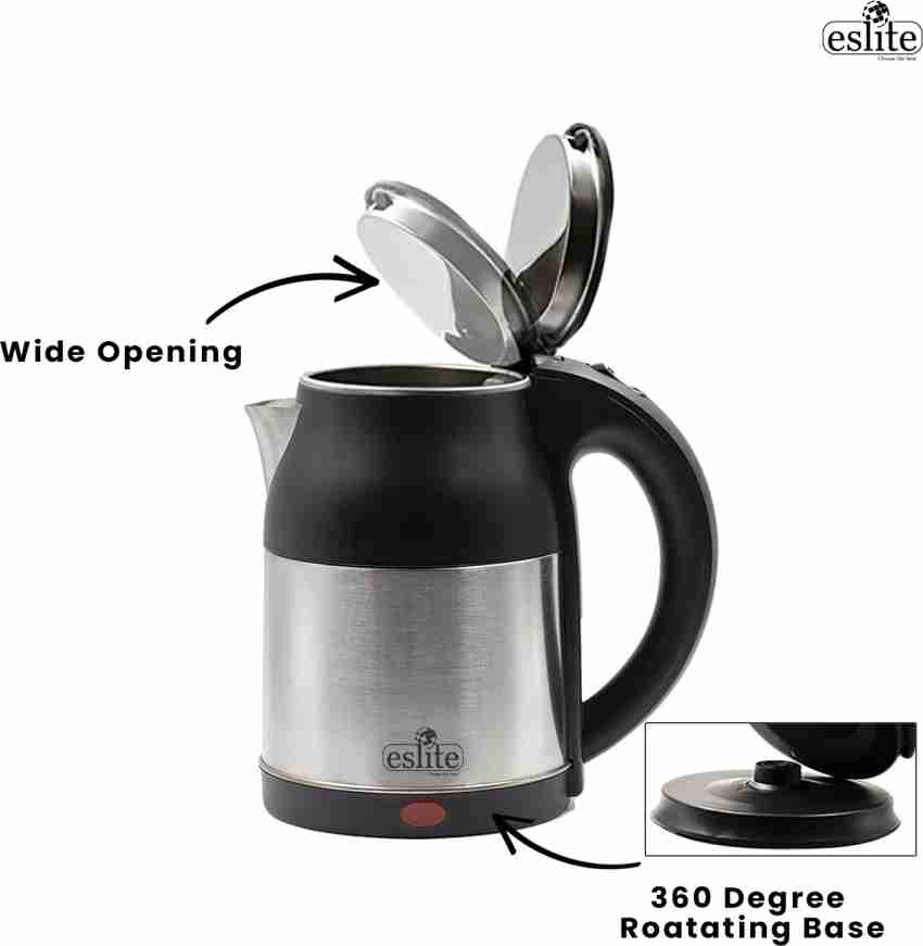 1.7 L Black Stainless Steel Electric Kettle with Double Wall Vacuum  Insulated 