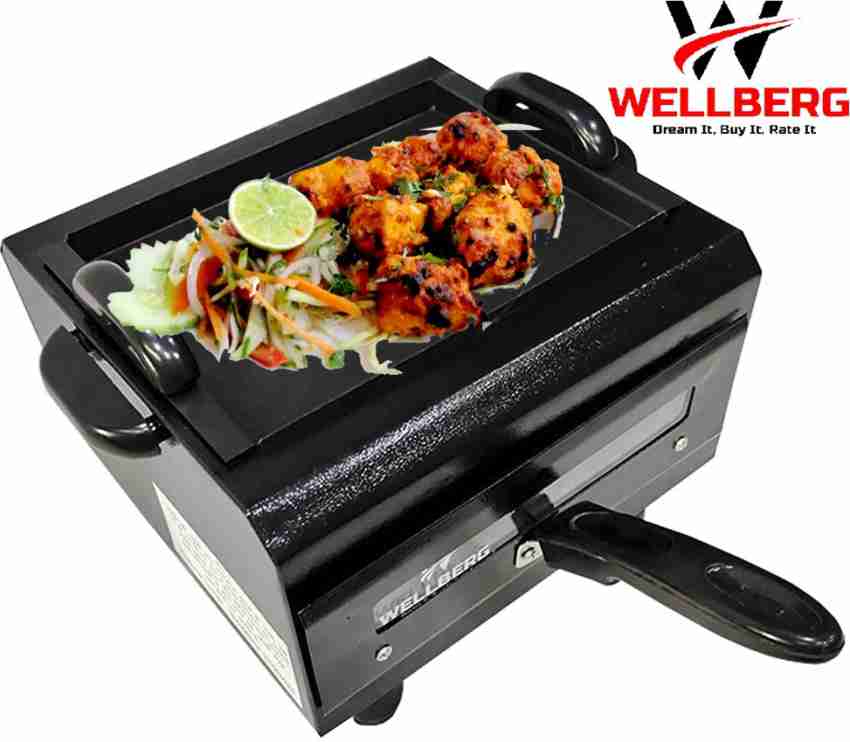 Wellberg iron 2 in 1 Electric Tandoor with 6 Gifts (Black, 14 IN) (2 IN 1  Tandoor) For Home | Cook Naan, Roti Etc.