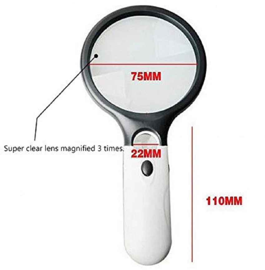 ANVEY WITH A (LOGO) Magnifying Glass with 3 Led Light 3X & 45X Big