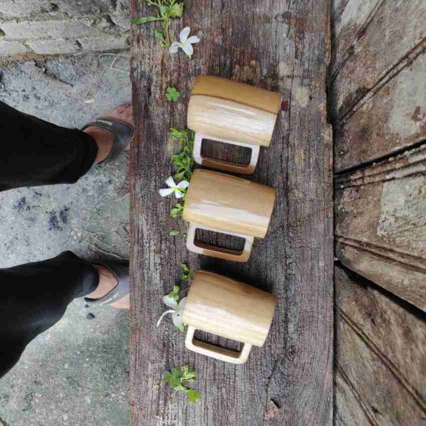 Set of 2 Teak Wood Drinking Cups