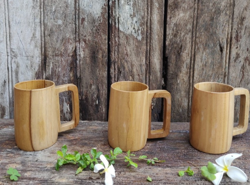 Set of 2 Teak Wood Drinking Cups