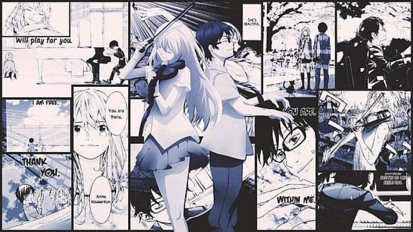 Wall Scroll Poster Fabric Painting For Anime Shigatsu wa Kimi no Uso Kaori  Miyazono & Kousei Arima 001 L