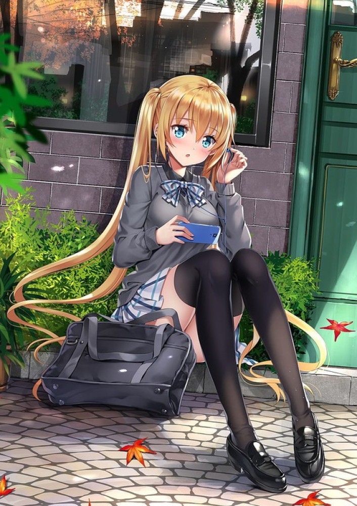 anime girl with long blonde hair and blue eyes  Midjourney  OpenArt
