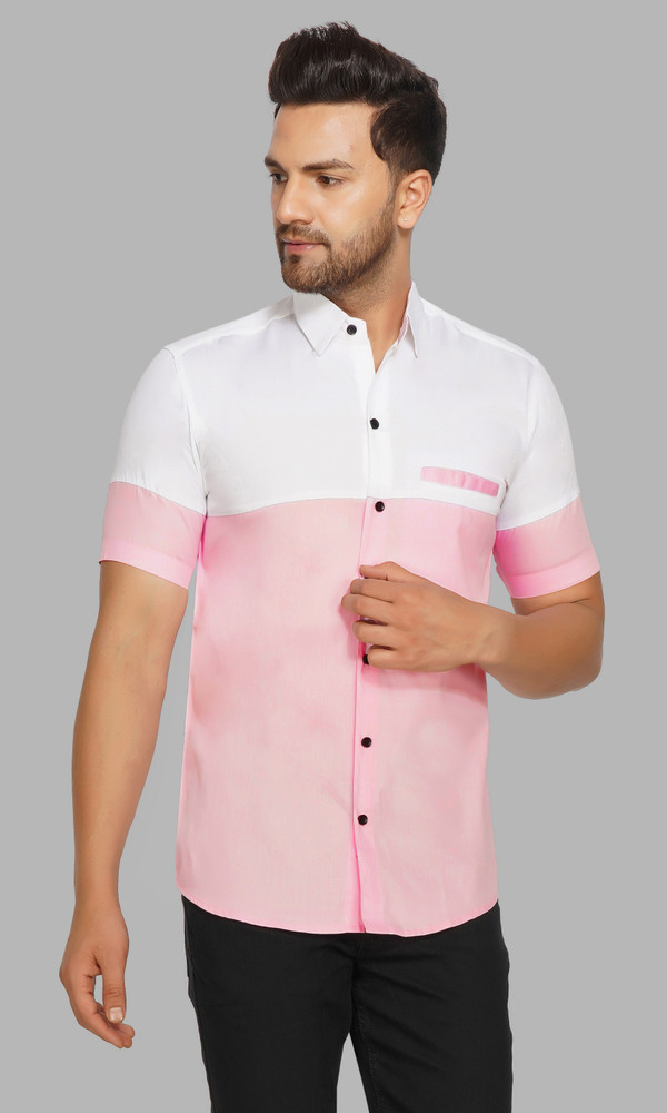 Pink and shop white shirt