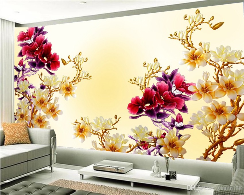 Avikalp MWZ1918 Pink Orange Flowers Pearls 3D HD Wallpaper  Avikalp  International  3D Wallpapers