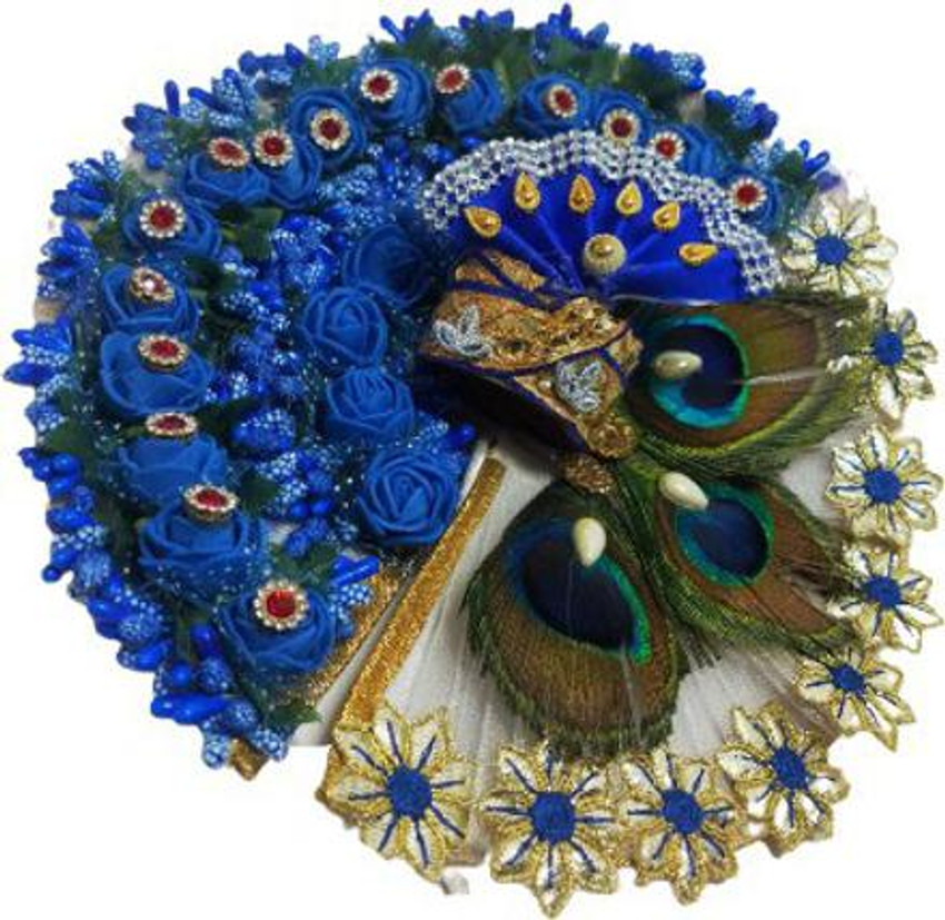 Kanha Laddu Gopal FESTIVAL Special CALCUTTA PATCH HEAVY Look Dress Decorate With MOR PANKH Flowers And MUKUT Pagdi JANMASHTAMI Special Dress Size 2 Handmade Premium Quality Dress Price in India Buy Ka...