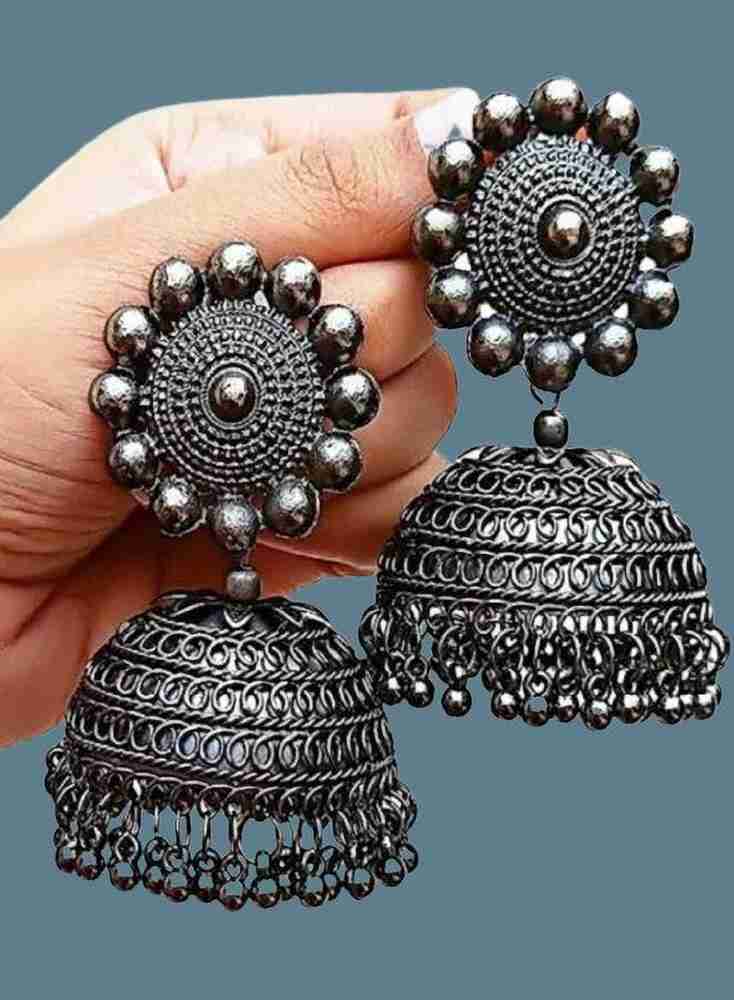 Flipkart black metal earrings sale