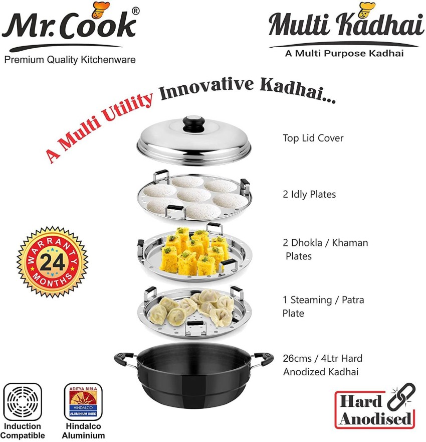 Mr.Cook United Multi-Utility Kadhai 260mm(4Ltr.) Induction & Standard Idli  Maker Price in India - Buy Mr.Cook United Multi-Utility Kadhai 260mm(4Ltr.)  Induction & Standard Idli Maker online at