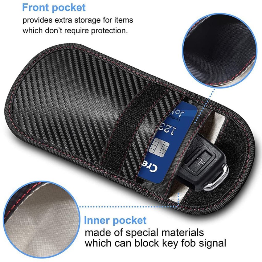 Faraday Key Fob Bag(2 Pack), Signal Blocking Key Fob case, RFID Key Fob  Protector Pouch,Anti-Theft RFID Blocking Cage for Keyless Car Key(Carbon  Fiber Fabric) 