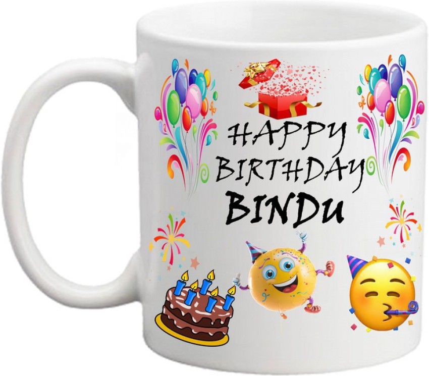 ARTBUG Happy Birthday Bindu Coffee Cup and Cushion with Filler Combo Name - Bindu Ceramic Coffee Mug Price in India - Buy ARTBUG Happy Birthday Bindu  Coffee Cup and Cushion with Filler Combo