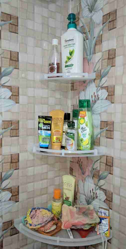 Plastic bathroom corner store shelves