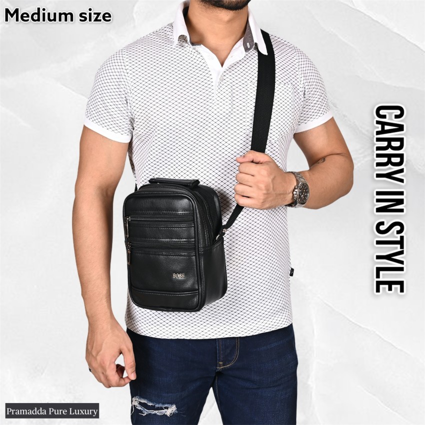 Adjustable Strap Leather Canvas Messenger Bag for Men156 inch Laptop Bag