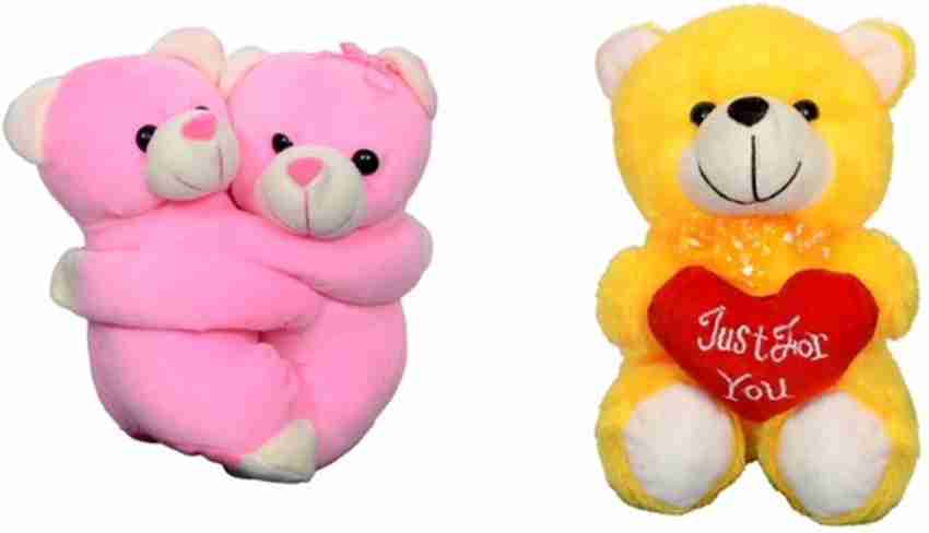 Pink and yellow teddy bear deals