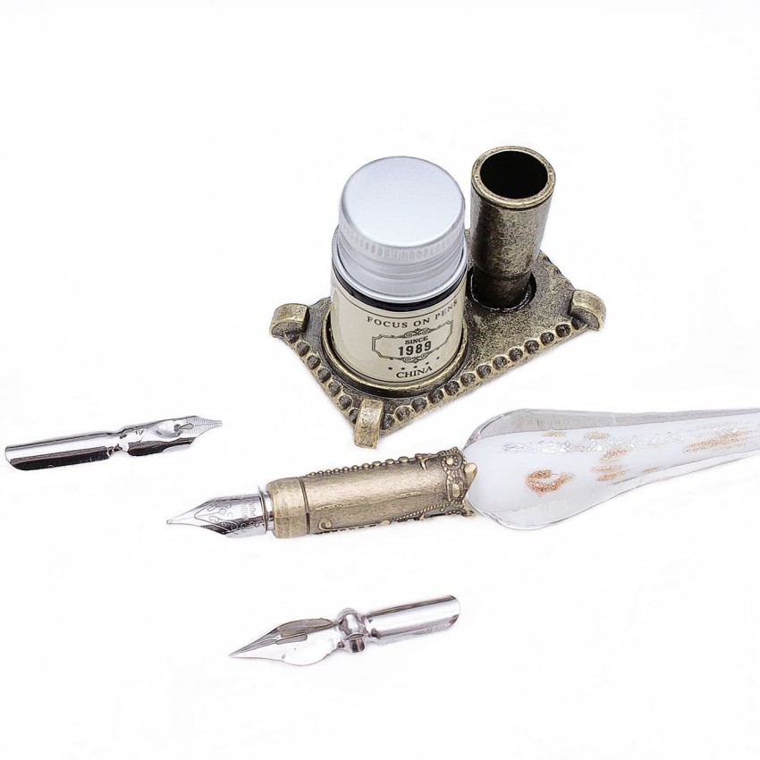 Glass Pen And Ink Set - Calligraphy Pen Design,glass Dip Pen With Ink And  Pen Holder, Art Crystal Glass Pens For Signatures, Business Gift Glass Ink  P