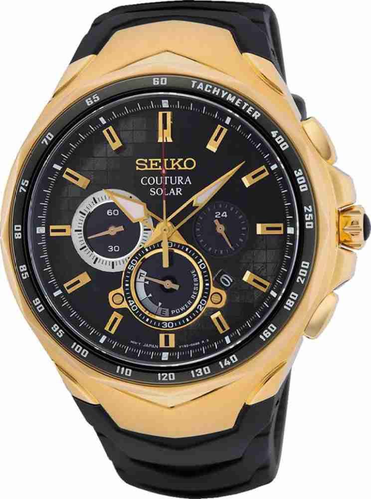 Seiko SEIKO Coutura black and golden dial PU Strap Solar power