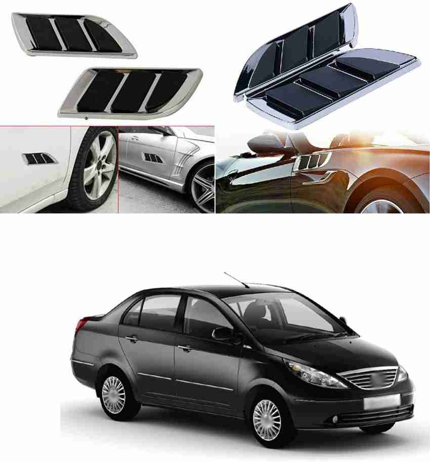 PRTEK Car Fender Side Vents ABS Fender Stickers Decorative Air Flow Intake Hole Grille Spoiler Auto Exterior A216 Matte Glossy Chrome Tata Indigo Manza Side Garnish Price in India Buy PRTEK
