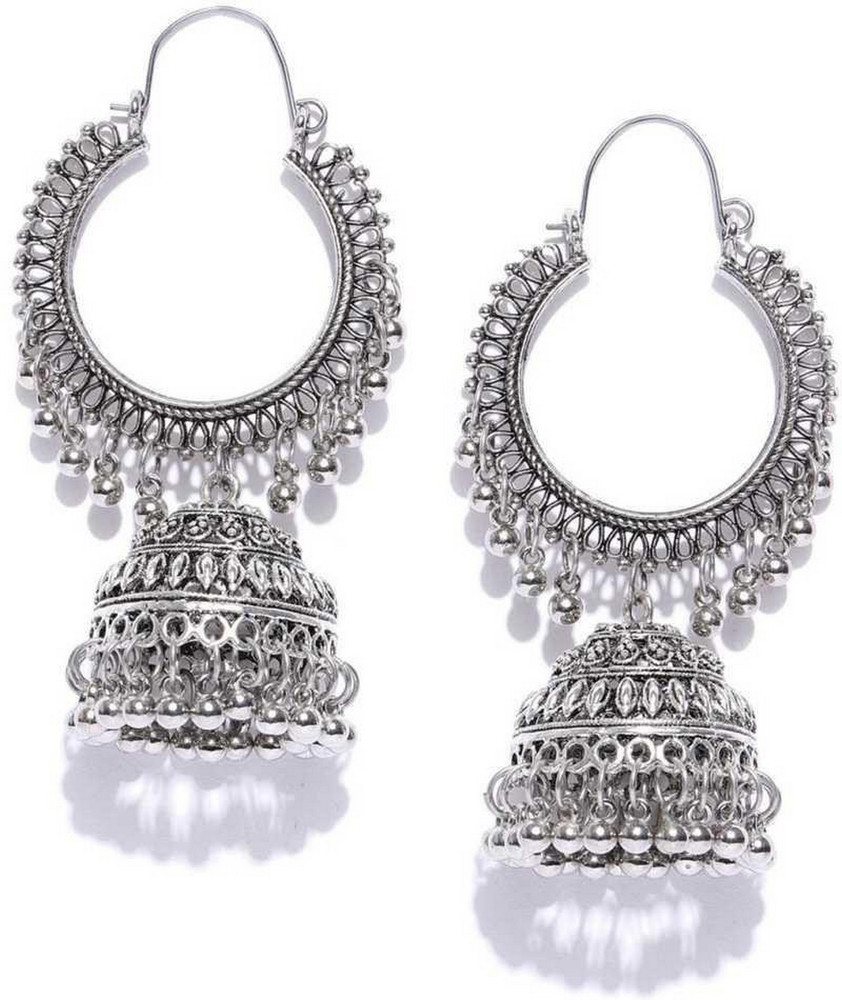 Flipkart Buy Victoria s Den Oxidized Silver Earrings Jhumki Stylish Latest Silver Earrings Silver Alloy Chandbali Earring Jhumki Earring Online at Best Prices in India
