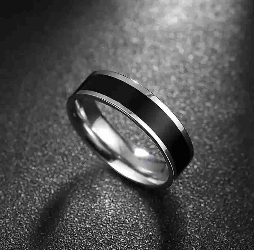 Silver ring black sales