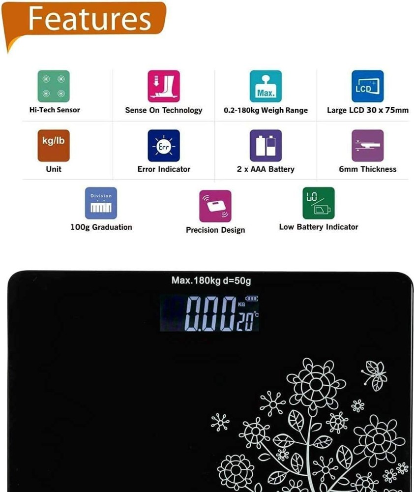 Orbit Fly Electronic Thick Tempered Glass LCD Display Digital Personal  Bathroom Health Body Weight Weighing Scales for Body Weight, weight machine  for human body, weighing machine, digital weighing machine Weighing Scale  Price