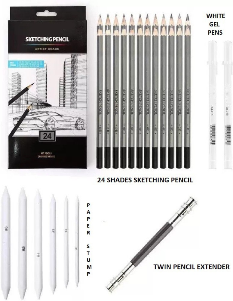 12 Sketching Artist Pencils Drawing Soft Hard Assorted Graphite Graded 6b to 6H