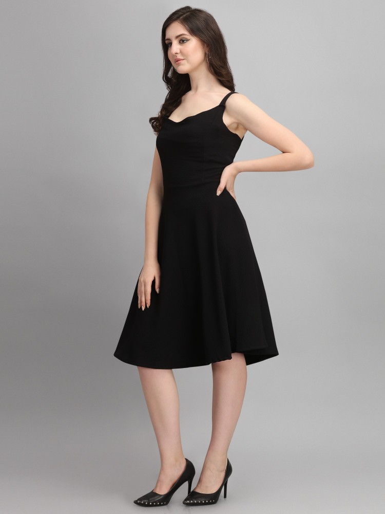 Sheetal Associates Women Fit and Flare Black Dress - Buy Sheetal Associates  Women Fit and Flare Black Dress Online at Best Prices in India