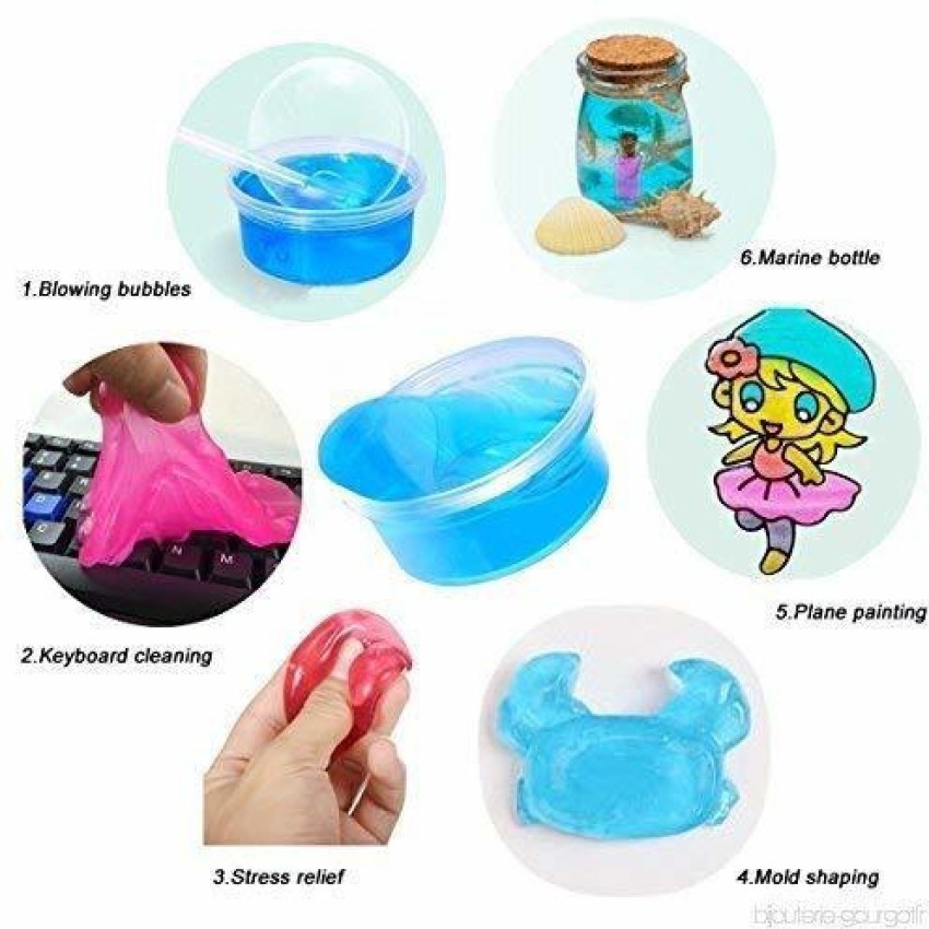 Magic toy Clay Slime Crystal Color Blowing Bubbles 6pcs Pack Slime