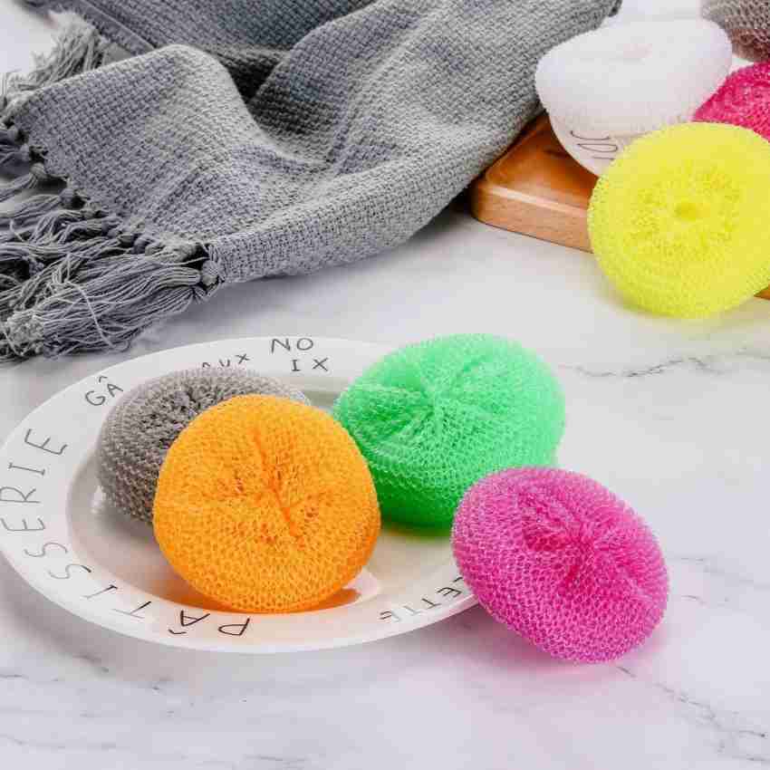 Plastic Scrubber Round Nylon Scrubbers for Pots and Pans Multicolour- Pack  of 18