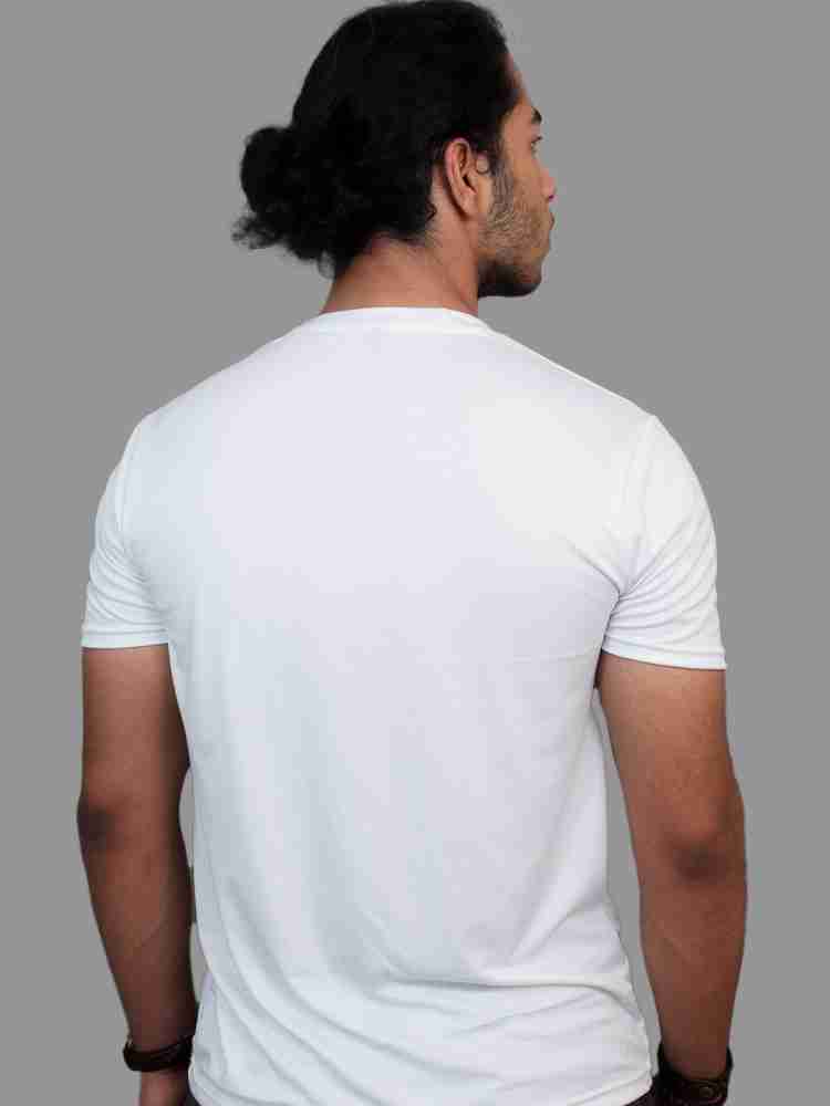 Buy Men White Solid Crew Neck Round Neck T-Shirts Online - 762219