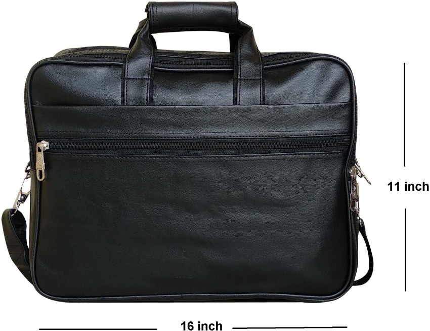 11 inch Leather Messenger Bag in Black