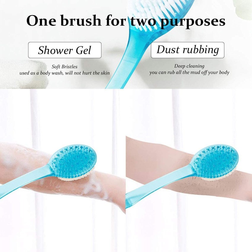 2 In 1 Double-Sided Bath Brush Long Handle Rubbing Back Bath Brushes Dual  Purpose Body Brush Back Massage Shower Body Cleaning