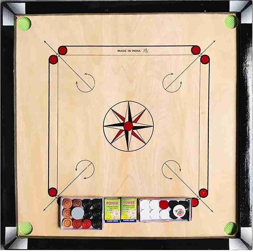 wWAR Full Size 32x32 Inches Premium Product with 2 Set Coins Strikers and Powder 81 cm Carrom Board
