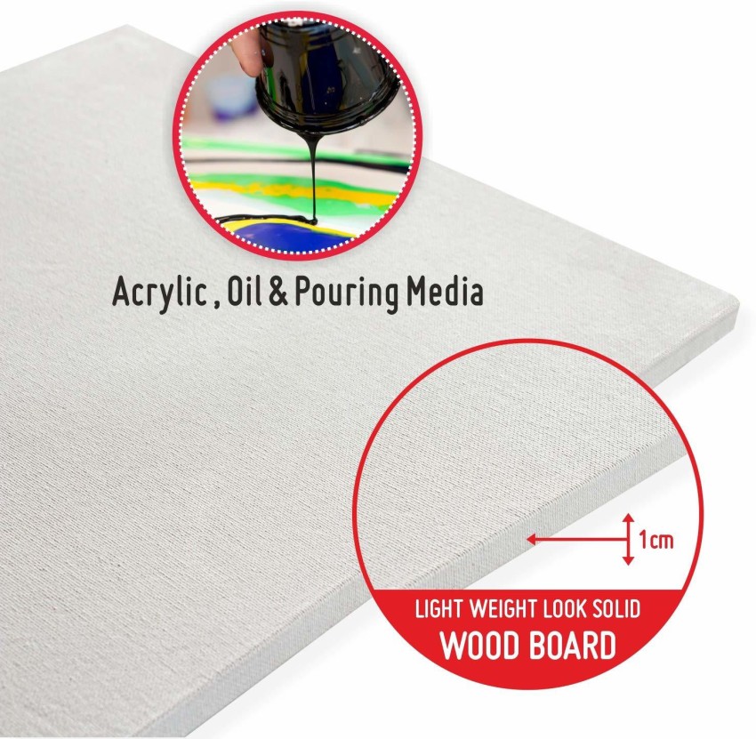 Atrangi Store Cotton Canvas Boards for Painting (8x10, 9x12, 10x12 Combo  Pack of 9,White)