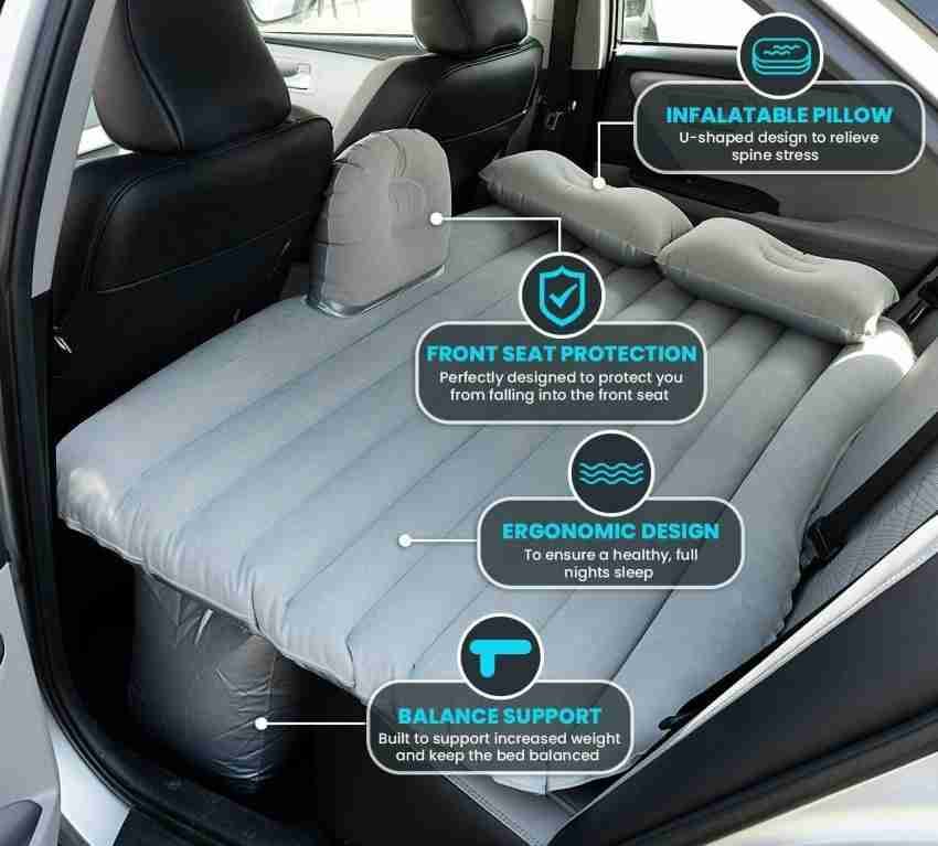 Travel Bed Auto-Inflatable Car Air Mattress, Inflatable Air Bed with Pump,  Travel Air Mattress Back Seat Camping Sleeping Pat with Blow-up Pillows