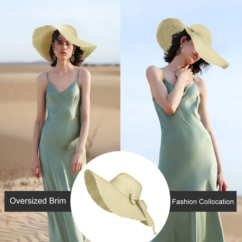 Summer Large Sun Beach Foldable Cap Hat Women Big Wide Brim Straw Hat Floppy