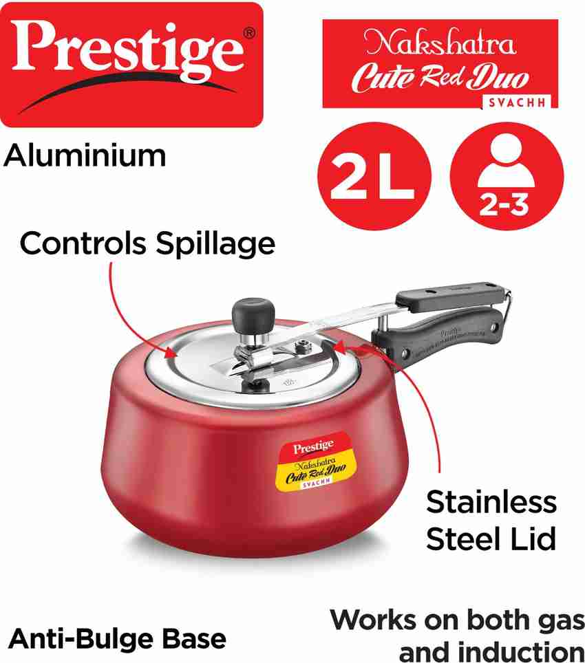 Prestige Nakshatra Cute Red Duo Svachh 2 L Inner Lid Induction Bottom Pressure Cooker Price in India Buy Prestige Nakshatra Cute Red Duo Svachh 2 L Inner Lid Induction Bottom Pressure