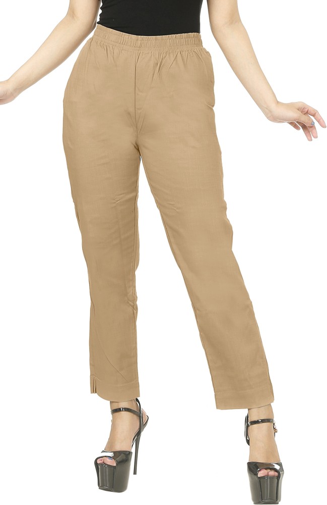 WOWYOU Regular Fit Women Khaki Trousers  Buy WOWYOU Regular Fit Women  Khaki Trousers Online at Best Prices in India  Flipkartcom