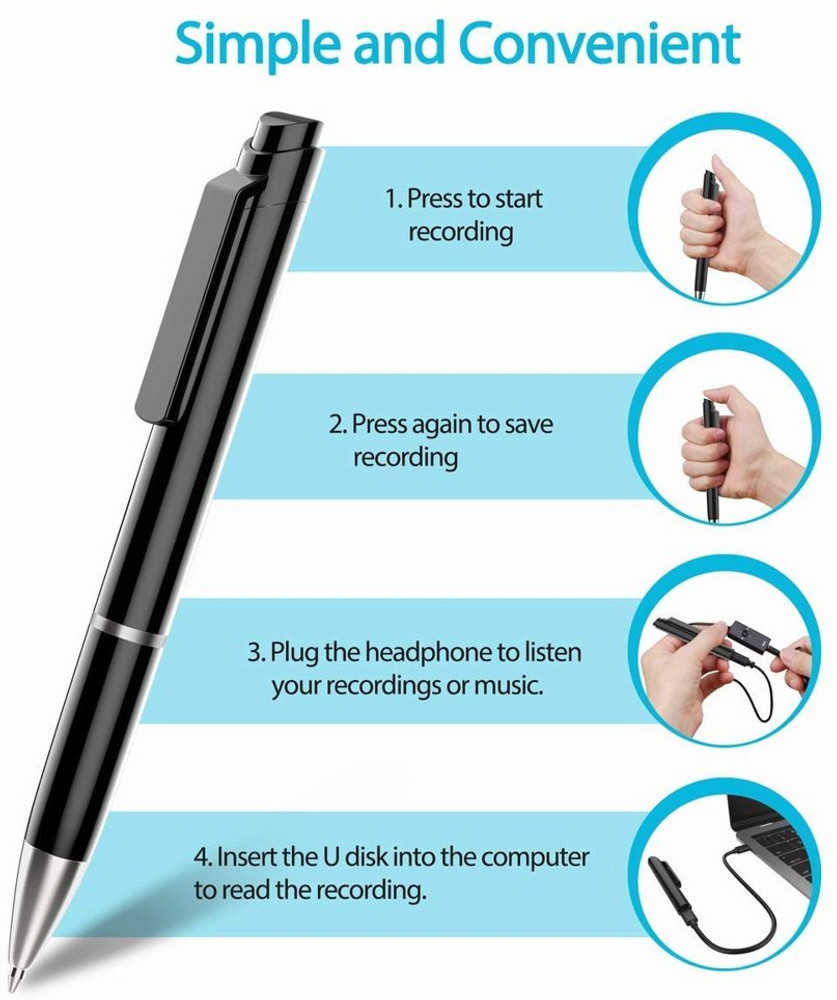 TFG Mini Portable Rechargeable Spy Pen Digital Voice Recorder