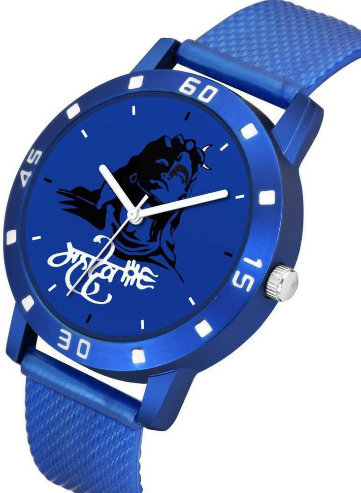 THE STATUS New look stylish Combo of Mahadev Mahakal Shiva om namah shivay Blue watch with Mahakal silver Bracelet for men and boy Watch Bracelete Mahadev Combo Analog Watch For Men